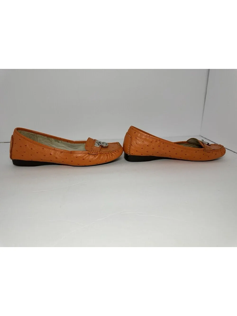 Michael Kors Casual Leather Flats Orange Croco pattern Loafers size 7.5 Shoes